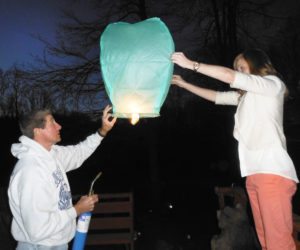 Marienville Winterfest attendees release sky lanterns to heaven.